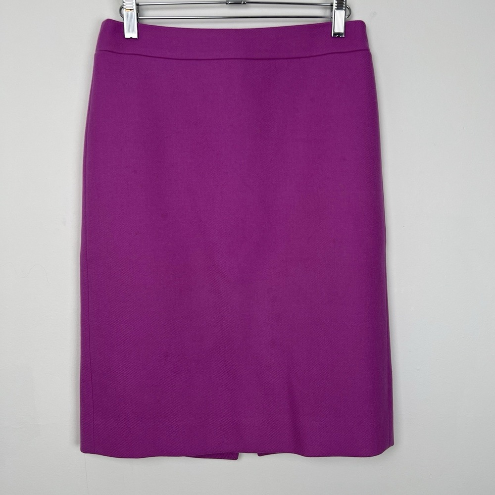 STAINS J. Crew Women's Size 4 Fuchsia No. 2 Pencil Skirt 100% Wool Career Office